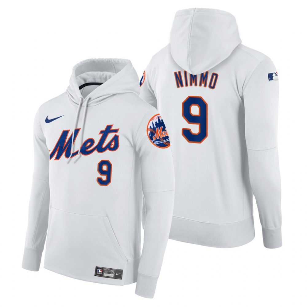 Men New York Mets 9 Nimmo white home hoodie 2021 MLB Nike Jerseys